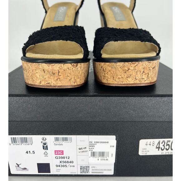 CHANEL Black and Gold Wedge Sandals - Picture 13 of 16